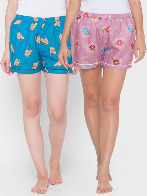 

FashionRack Women Pack of 2 Printed Lounge Shorts, Purple