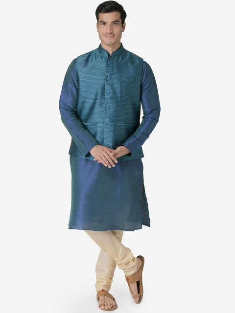 

TABARD Men Blue Dupion Silk Kurta with Churidar