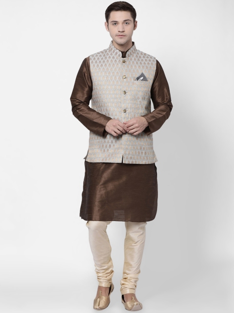 

TABARD Men Brown Dupion Silk Kurta with Churidar