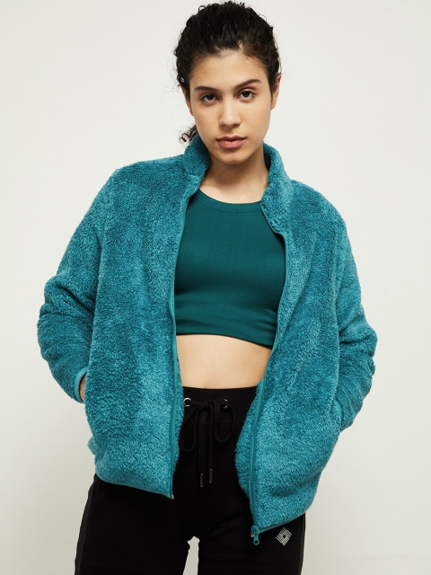 

max Women Blue Solid Windcheater Tailored Jacket