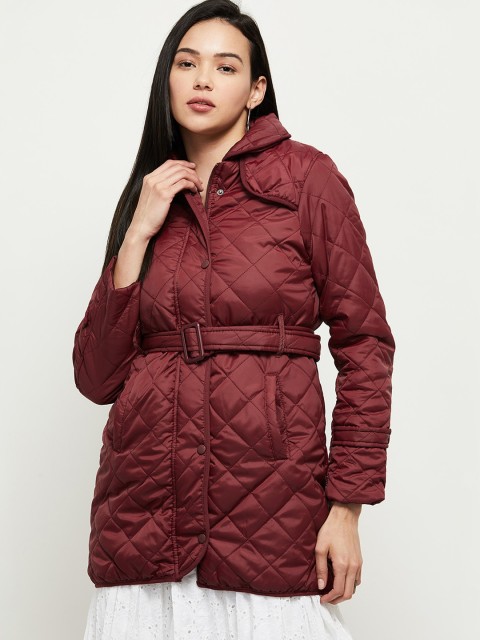 

max Women Maroon Windcheater Longline Quilted Jacket