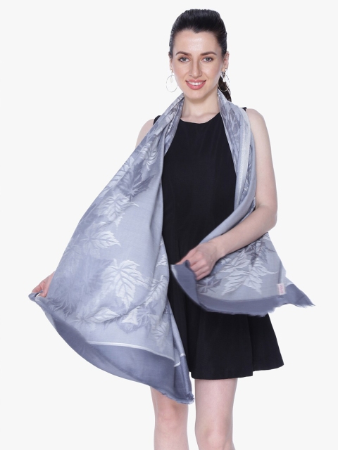 

Scarves & Glitters Women Grey & White Woven Design Stole