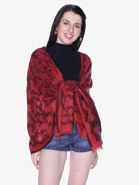 

Scarves & Glitters Women Red & Black Woven Design Stole