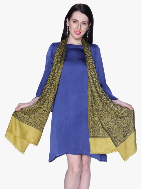 

Scarves & Glitters Women Mustard Woven Design Stole