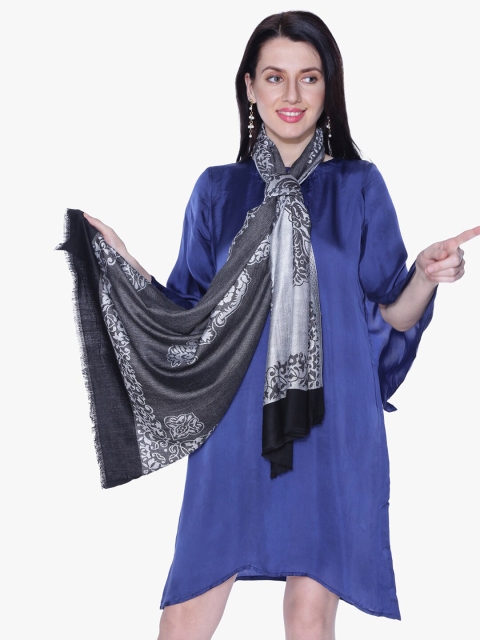 

Scarves & Glitters Women Grey & Black Woven Design Stole