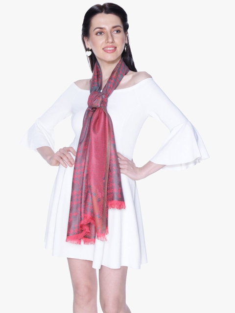 

Scarves & Glitters Women Pink & Blue Woven Design Stole