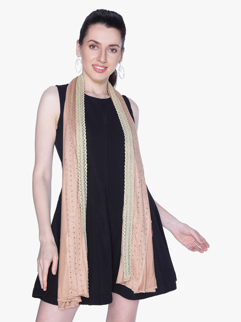 

Scarves & Glitters Women Beige Embellished Stole