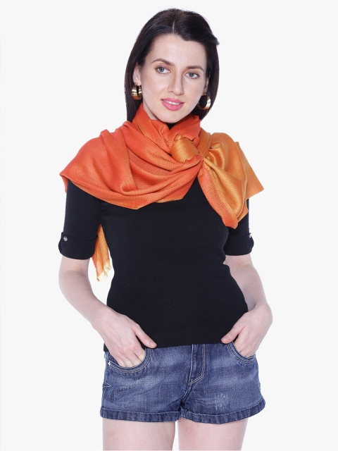 

Scarves & Glitters Women Orange Woven Design Stole