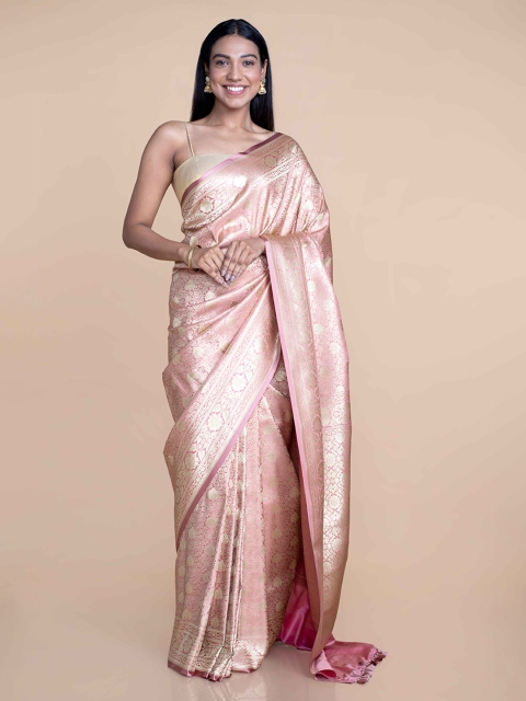 

Suta Pink Floral Zari Banarasi Saree