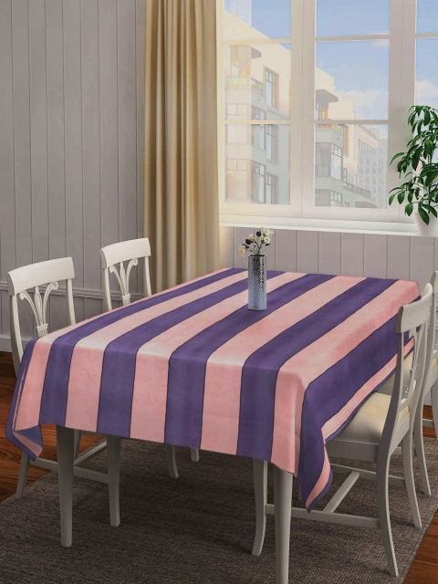 

Arrabi Pink & Purple Striped Cotton 6-Seater Table Cover