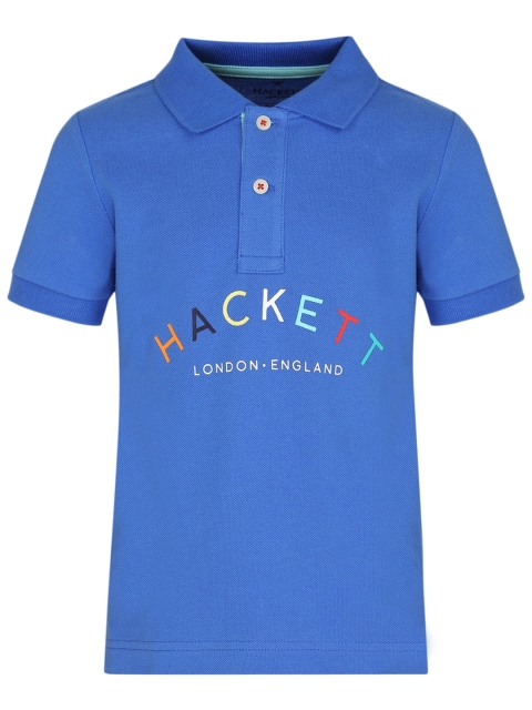 

HACKETT LONDON Boys Blue & Green Printed Polo Collar T-shirt