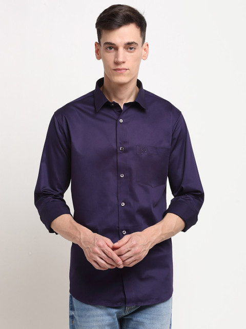 

La Mode Men Violet Slim Fit Pure Cotton Casual Shirt