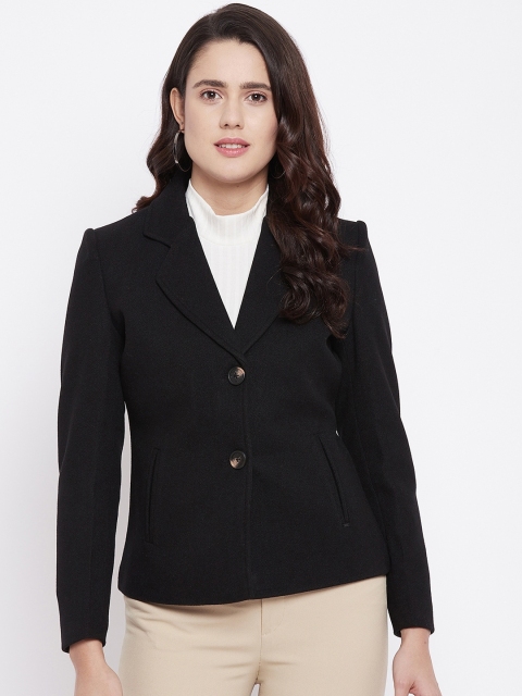

Okane Women Black Solid Single-Breasted Formal Blazer