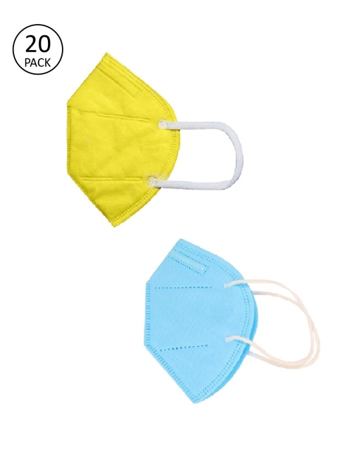 

OOMPH Unisex Pack Of 20 5-Ply Reusable Anti-Pollution KN95 Face Masks, Yellow