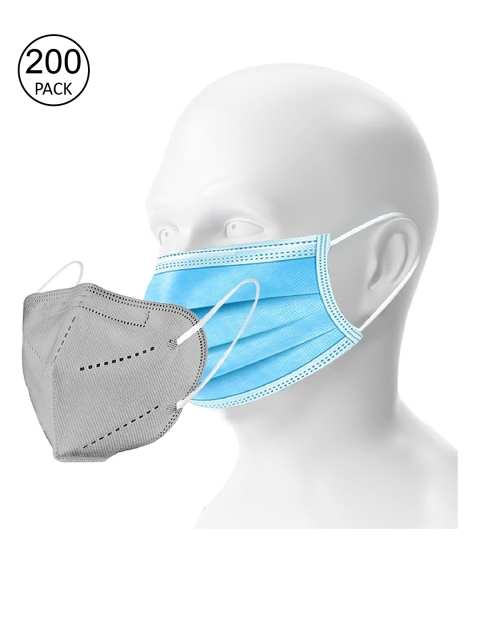 

OOMPH Unisex Pack of 225 Disposable 3 Ply & 12 KN95 / N95 Masks, Blue