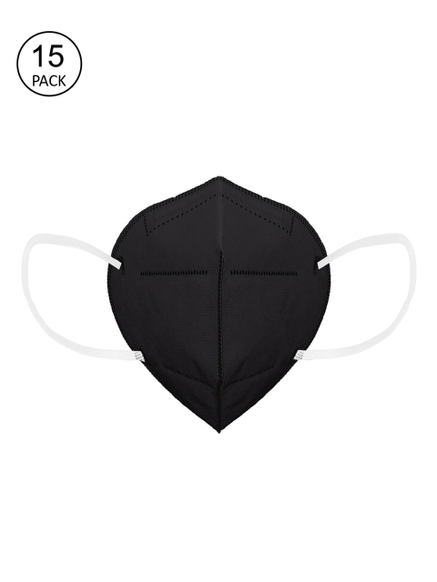 

OOMPH Unisex Pack Of 15 5-Ply Reusable Anti-Pollution KN95 Face Masks, Black