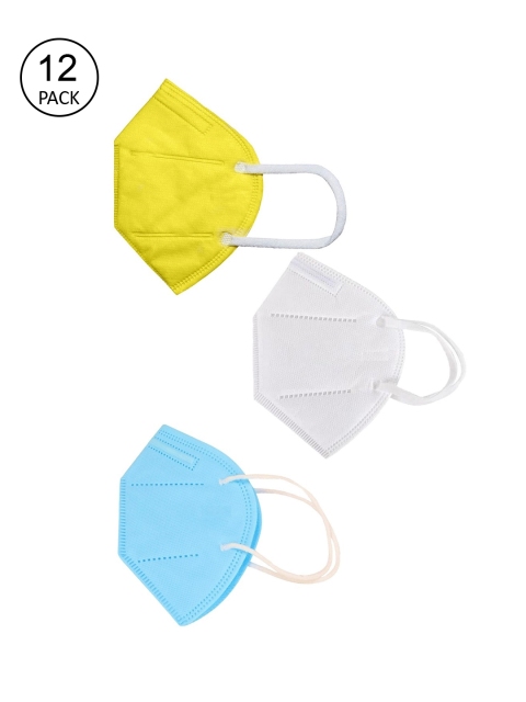 

OOMPH Unisex Pack Of 12 5-Ply Reusable Anti-Pollution N95 Masks, Yellow