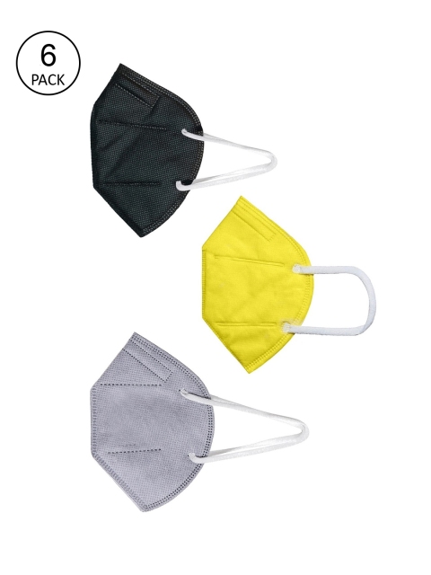 

OOMPH Unisex Pack Of 6 Reusable Anti-Pollution KN95 Face Masks, Yellow