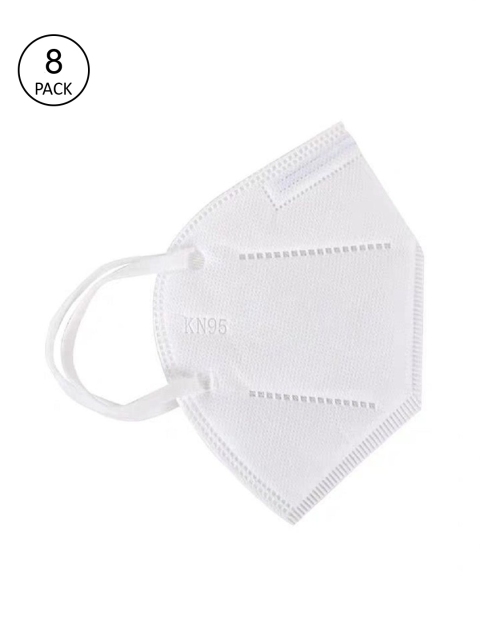 

OOMPH Unisex Pack Of 8 5-Ply White Reusable Anti-Pollution KN95 Face Masks