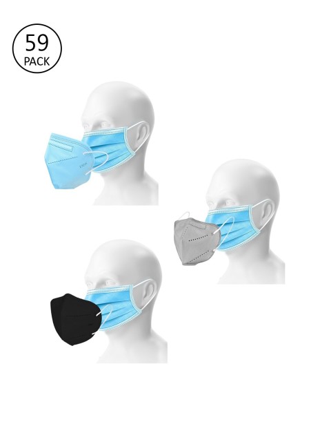 

OOMPH Pack Of 50 Disposable 3-Ply & 12 5-Ply KN95 Double Masks, Blue