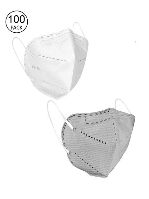 

OOMPH Unisex Pack Of 100 5-Ply Reusable Anti-Pollution KN95 Face Masks, Grey