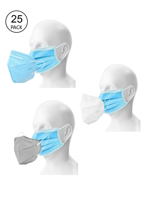 

OOMPH Unisex Pack Of 28 Solid 5-Ply Outdoor Anti-Pollution Reusable N95 & Disposable Masks, Blue