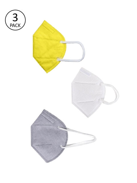 

OOMPH Unisex Pack Of 3 5-Ply Reusable Anti-Pollution KN95 Face Masks, Yellow