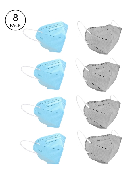 

OOMPH Unisex Pack Of 8 5-Ply Reusable Anti-Pollution KN95 Face Masks, Blue