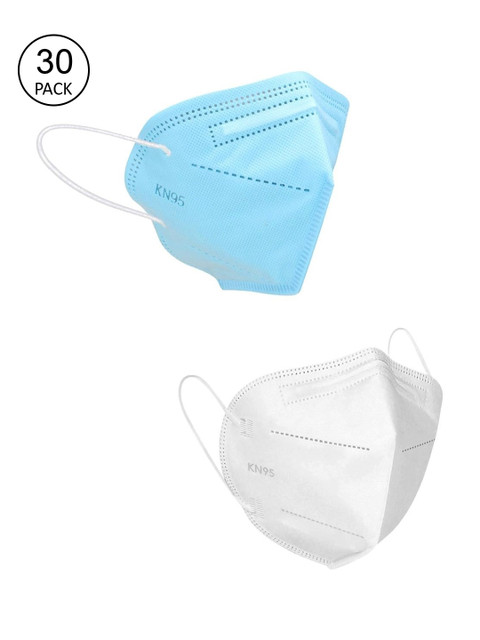 

OOMPH Unisex Pack Of 30 5-Ply Reusable Anti-Pollution KN95 Face Masks, Blue