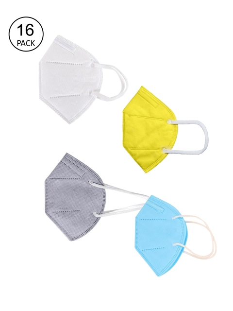 

OOMPH Unisex Pack Of 16 5-Ply Reusable Anti-Pollution KN95 Face Masks, Yellow