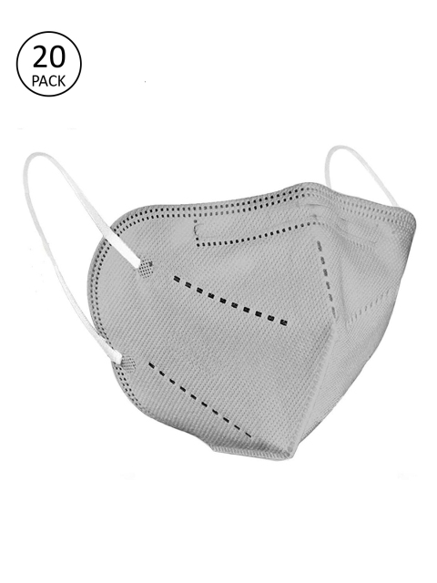 

OOMPH Unisex Pack Of 20 Grey 5-Ply Reusable Anti-Pollution KN95 Face Masks