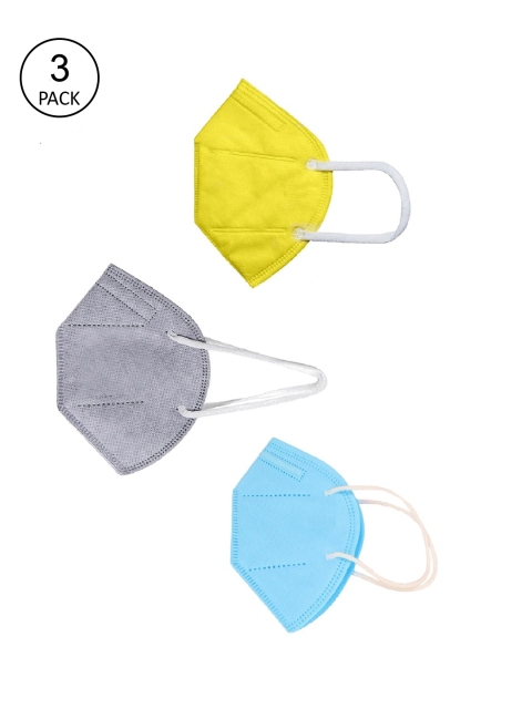 

OOMPH Unisex Pack Of 3 5-Ply Reusable Anti-Pollution KN95 Face Masks, Yellow