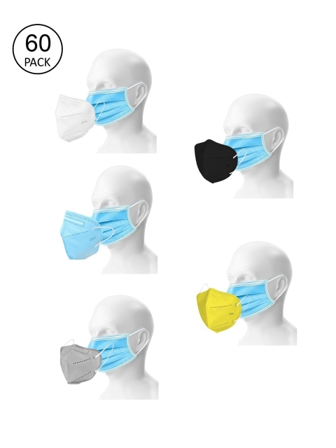 

OOMPH Unisex Pack Of 60 5-Ply Reusable Anti-Pollution KN95 Face Masks, Blue