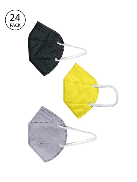

OOMPH Unisex Pack Of 24 5-Ply Reusable Anti-Pollution KN95 Face Masks, Yellow