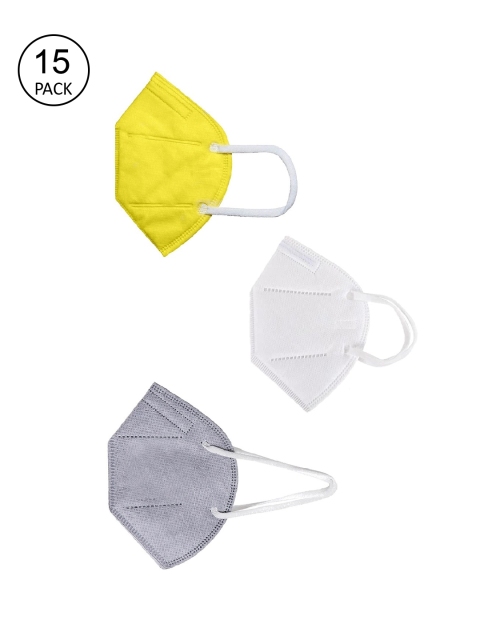 

OOMPH Unisex Pack Of 15 5-Ply Reusable Anti-Pollution KN95 Face Masks, Yellow