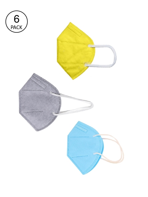 

OOMPH Unisex Pack Of 6 5-Ply Reusable Anti-Pollution KN95 Face Masks, Yellow