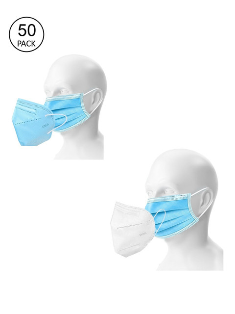 

OOMPH Pack Of 50 Disposable 3-Ply & 10 5-Ply KN95 Double Masks, Blue