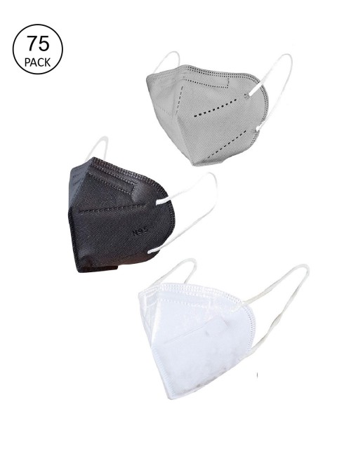 

OOMPH Unisex Pack Of 75 5-Ply Reusable Anti-Pollution KN95 Face Masks, Black
