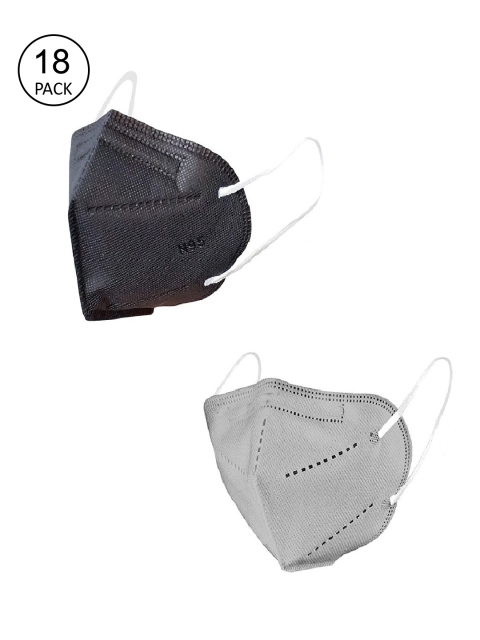 

OOMPH Unisex Pack Of 18 5-Ply Reusable Anti-Pollution KN95 Face Masks, Black