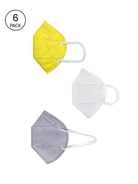 

OOMPH Unisex Pack Of 6 5-Ply Reusable Anti-Pollution KN95 Face Masks, Yellow