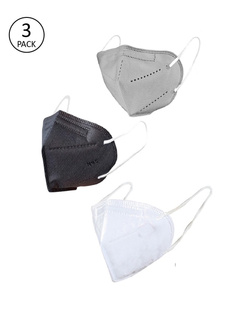 

OOMPH Unisex Pack Of 3 5-Ply Reusable Anti-Pollution KN95 Face Masks, Black
