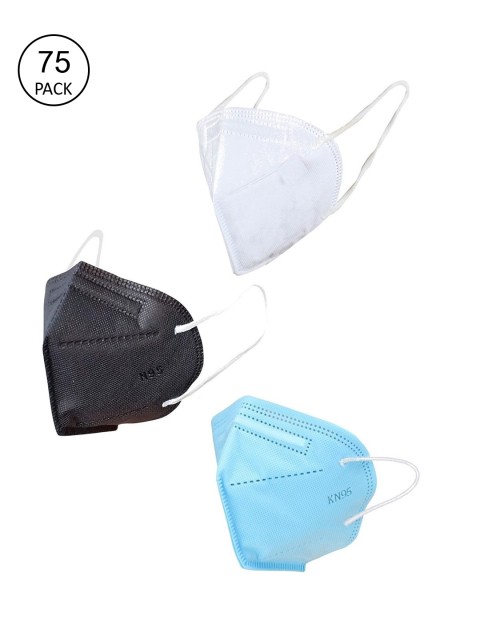 

OOMPH Unisex Pack Of 75 5-Ply Reusable Anti-Pollution KN95 Face Masks, Black
