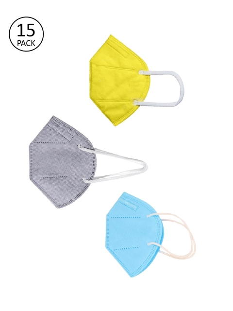 

OOMPH Unisex Pack Of 15 5-Ply Reusable Anti-Pollution KN95 Face Masks, Yellow