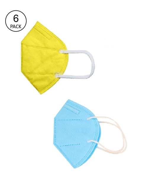 

OOMPH Unisex Pack Of 6 5-Ply Reusable Anti-Pollution KN95 Face Masks, Yellow