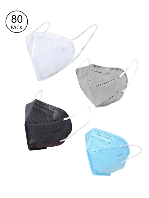 

OOMPH Unisex Pack Of 80 5-Ply Reusable Anti-Pollution KN95 Face Masks, Black