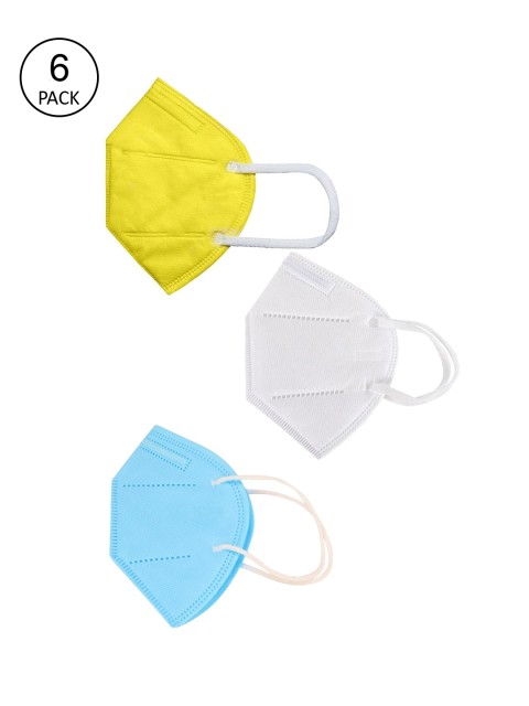 

OOMPH Unisex Pack Of 6 5-Ply Reusable Anti-Pollution KN95 Face Masks, Yellow