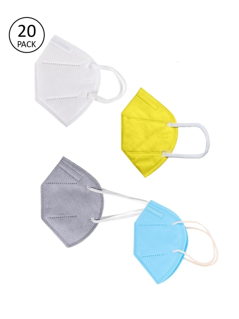 

OOMPH Unisex Pack Of 20 5-Ply Reusable Anti-Pollution KN95 Face Masks, Yellow