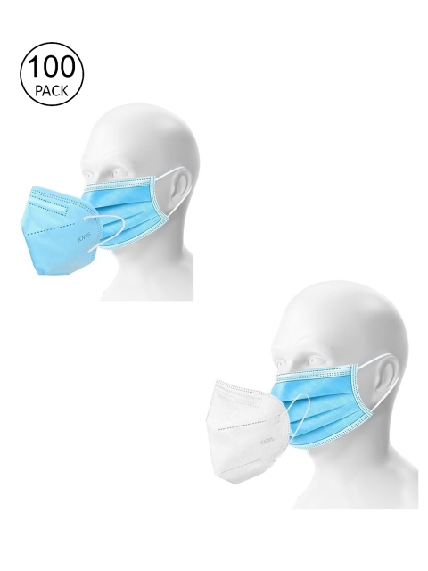 

OOMPH Unisex Pack Of 100 3-Ply &5-Ply Reusable Anti-Pollution KN95 Face Masks, Blue
