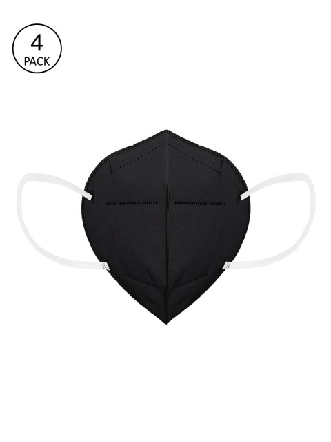 

OOMPH Unisex Pack Of 4 5-Ply Reusable Anti-Pollution KN95 Face Masks, Black