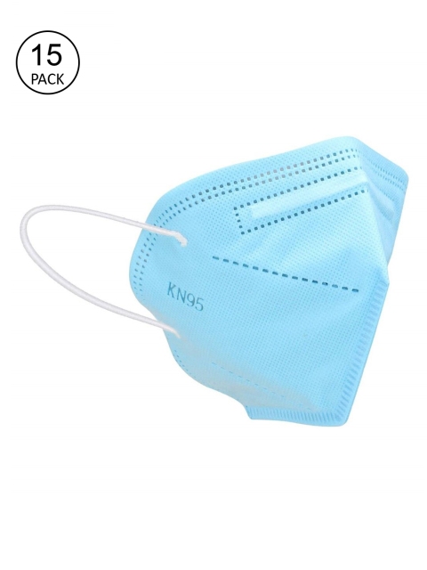 

OOMPH Unisex Pack Of 15 Blue 5-Ply Reusable Anti-Pollution KN95 Face Masks